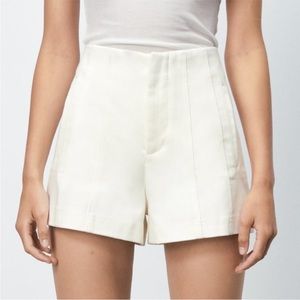 ZARA Womens Small Ivory White High Waist Topstitched Bermuda Shorts